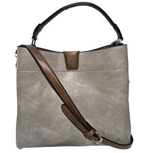 Jen& CO Satchel Adjustable Strap Crossbody Handbag Purse, Warm Grey New